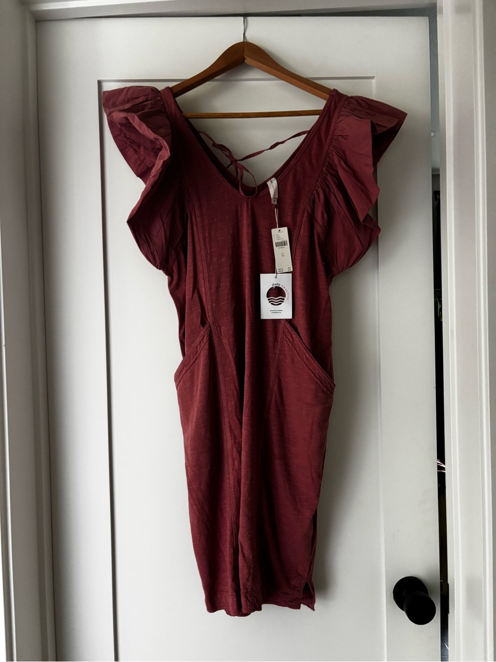 Anthropologie Ruffle-Sleeve Mini Dress - Rust